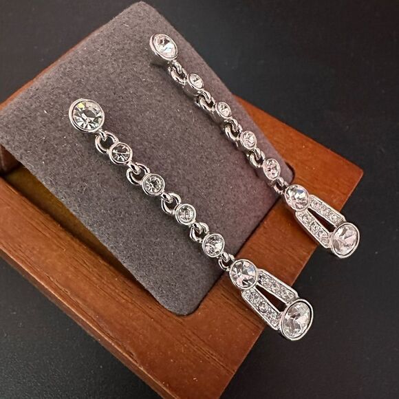 Givenchy Crystal Dangle Drop Earrings Vintage style - Picture 2 of 5